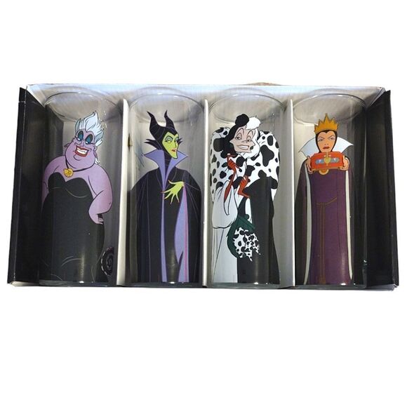 Disney Villains CharactersâPrints 10oz Tumbler Glassware Set of 4 NWT - Picture 8 of 17